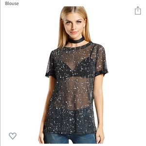 Mesh Star Galaxy Short Sleeve Top